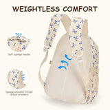 Bow Backpack for Women Kawaii Coquette Nylon Backpack 3Pcs Set Cute College Laptop Rucksack Fashion Travel Daypack (White Blue)