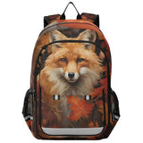 senya Fox Backpack for Boys Girls, Autumn Maple Leaf Fox Backpack Students Bookbag Daypack for School Primary Teens, A01E23034