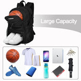 LARIPOP Basketball Backpack with Ball Compartment - Ventilated Shoe Pocket Fits US Size 15, Water Resistant 30L Sports Bag for Men Women Teen Athletes Practice Travel