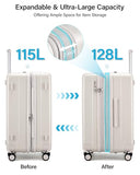 Hanke 29 Inch Plus Expandable Luggage Large Suitcases with Wheels,Checked Luggage Hard Shell Suitcases, PC Trunk Luggage Extra Large Suitcase with Lock for Women Men(Ivory White)