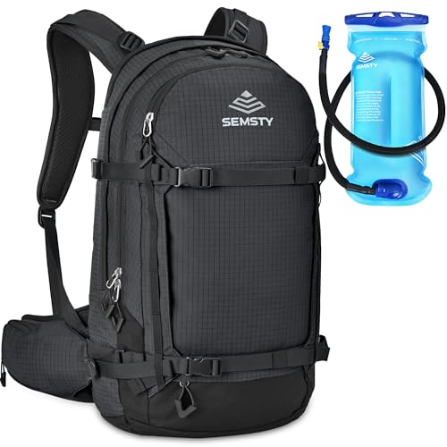 Semsty Ski and Snowboard Hydration Backpack, with 2L Water Reservoir and Insulated Harness, 30L Hydration Pack for Skiing, Hiking