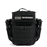 WOLFpak 25L Tactical Gym Backpack (Alpha Black) Durable 1000D Waterproof Oxford Material with MOLLE Webbing, Laptop Pocket & Dual Cup Holders