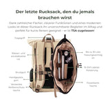 8000Kicks Everyday Hemp Backpack - Lightweight and Weatherproof Backpack for Work and Travel with Anti-theft pocket and Spacious Interior (Beige)