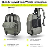 Heliar Rolling Backpack with Wheels | Wheeled Roller Backpack for Business & Travel, Adjustable 13-18 Inch Laptop Backpack with Laptop Compartment & Carry-On Design