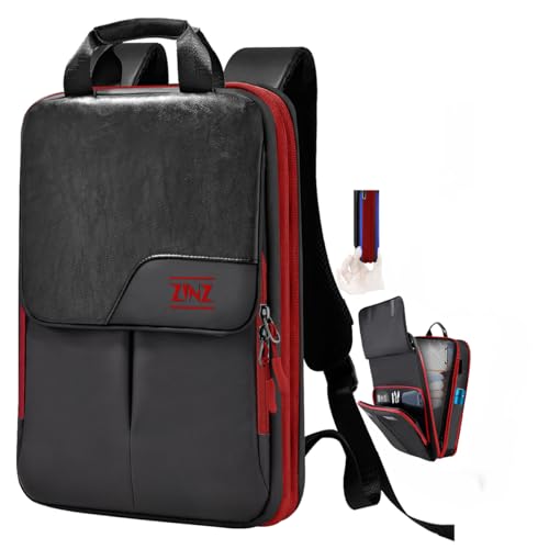 ZINZ Slim & Expandable Laptop Backpack 15.6 16 17 inch Travel Business Backpack Water-Resistant Daypack for Men and Women，Black red