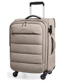 BAGSMART Carry On Luggage 22x14x9 Airline Approved, 20 Inch Soft Suitcase with Wheels, Lightweight Spinner Carry on Suitcase with PVC Wet/Dry Pockets for Short Trip, Camel