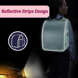 IwaiLoft Ransel Randoseru Backpack with Automatic Satchel for Girls, Japanese School Bag Embroidery PU Bookbag for Women (Morocco Light Green)