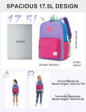 VASCHY Lightweight Backpack for School, Water Resistant Classic Bookbag with Side Pockets for Girls Kids,Teens Violet Rose Pink