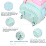 FIXITOK Rolling Backpack for Girls, Kawaii Bunny Roller Wheels School Backpacks with Lunch Bag Pencil case, Wheeled Suitcase Bookbag for Elementary Travel Aquamarine