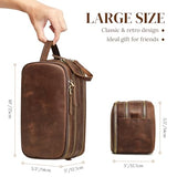 S-ZONE Leather Travel Toiletry Bag for Men Women Traveling Cosmetic Shaving Bags Dopp Kit