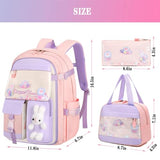KBGPW Girls Backpack Set with Lunch Box & Pencil Case for Elementary School