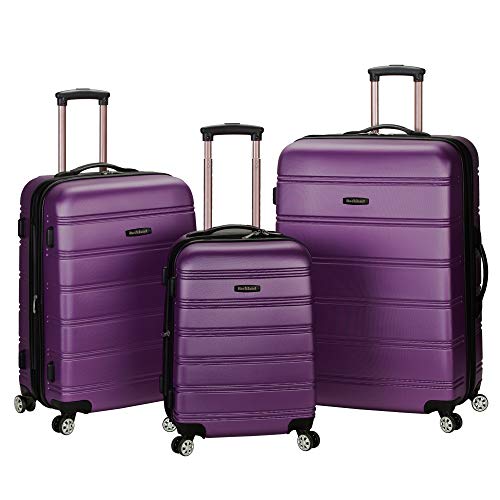 Rockland Melbourne Hardside 3 Piece Expandable Spinner Wheel Luggage Set, (20"/24"/28"), Purple