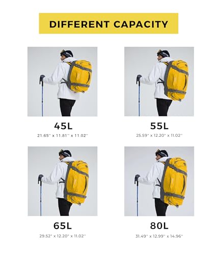 Ubon Duffel Backpack Gym Bag with Shoe Compartment Yellow 55L