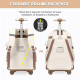 DIGOBAY Rolling Backpack for Girls, Girls Roller Backpack with Lunch Bag and Pencil Case, School Bookbag with Wheels for Elementary Middle High School Travel, Khaki
