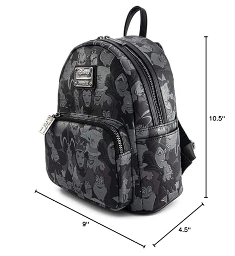 Loungefly Disney Villains Debossed All Over Print Womens Double Strap Shoulder Bag Purse