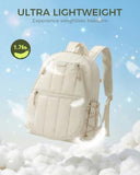 Movker Quilted Tennis Gym Backpack for women Tennis Bag Holds 2 Rackets with Top Panel & Ventilated Shoe Compartment Sports Duffle Bags with Wet Pocket & Fence Hook (Beige)
