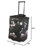 Pacific Coast Signature Large Rolling Shopper Tote Bag, BlackFloral, One Size
