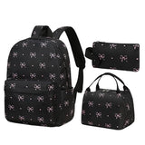 FADOVYE Waterproof Laptop Backpack for Girls Women, Water Resistant College School Backpack Casual Daypacks with Lunch Box Pencil Case (Bows-Black)