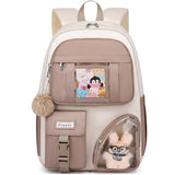 FIUAIE School Backpack for Teen Girls Bookbag: Cute 15.6 Inch Backpacks for Kids Middle High School BookBags Durable Laptop BackPack for Women Student Casual Daypack for Travel Khaki Beige