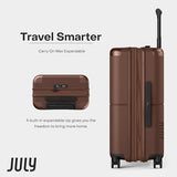 July Carry On Max Expandable - 21.5" Airline Approved Carry On Luggage with Travel Tote, Rolling Suitcase for Men & Women - TSA Lock Spinner Suitcase, Silent Wheels, Expansion Zip - Dark Brown
