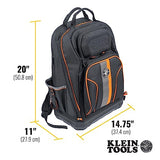 Klein Tools 62800BP Backpack Tool Bag, Tradesman Pro Extra-Large 40-Pocket Electrician Jobsite Backpack with Molded Bottom, Charging Port