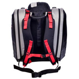 KULKEA Thermal Trekker Heated Ski Boot Backpack - Insulated Ski Boot Bag - Maximum Gear & Boot Storage - 3 Heat Settings - 120V Wall Plug & 12V Auto Plug - Water Resistant Backpack (Grey/Black/Red)