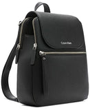 Calvin Klein Reyna Novelty Key Item Flap Backpack, Black/Silver Combo, One Size