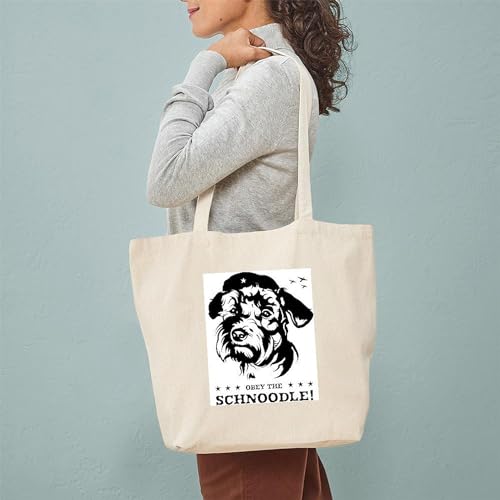 CafePress Obey The Schnoodle Propaganda Tote Bag Reusable Natural Beige Canvas Shopping Bag