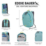 Eddie Bauer 20L Venture Backpack, Hydration and Laptop Compatible Daypack, Carbon Black