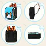 Lifelix Kids Kawaii Backpack for Boys Girls Cute Toddler 2D Cartoon Comic Paper Jump Bookbag Fun Weird School Schoolbag (Blue, Large)