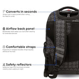 J World Sundance Laptop Rolling Backpack for Girls Boys. Roller Bookbag with Wheels, 20 Inch, Argyle Black