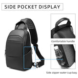 GYakeog Men's Messenger Backpack, Waterproof Travel Bag with USB Charging Port, Compact Crossbody Purse for Commuting and Hiking (1910-Black)