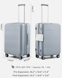Hanke Hardside Expandable Checked Luggage, 24 Inch Top Opening Trunk Luggages with Spinner Wheels, All-PC Hard Shell Suitcase, Lightweight TSA Checked-Medium(Grey, 83L)
