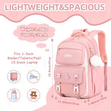PIG PIG GIRL Girls Backpack, Kids Backpack for Girls with Anti-theft Back Pocket, Lightweight School Bookpack, Watrer Resistant, Bookbag for Elementary Primary School, Pink