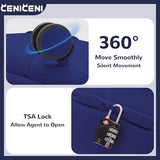 CENICENI Ultralight 20" 24" Travel Luggage Set Carry-On Airline Approved Softside Suitcase, 360° Spinner Wheels, TSA Lock, with 7-Piece Travel Accessories, Navy Blue