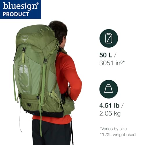 Osprey Atmos AG 50L Men's Backpacking Backpack, Venturi Blue, L/XL | Osprey Backpacks