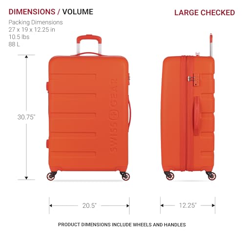 SwissGear 7366 Signature Hardside Expandable Luggage with Spinner Wheels, TSA Lock, Cup-Holder, Orange, 2-Piece Set (19/27)