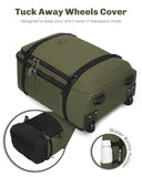 Hynes Eagle Rolling Backpack 42L Backpack with Wheels Airline Approved Carry on Luggage Laptop Travel Suitcase Bag for Women Men Dark Green
