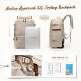 GOLF SUPAGS Rolling Backpack for Women 17 Inch Convertible Travel Laptop Backpack with Wheels, 32L Carry On Business Luggage Daypack Water-Resistant Rolling Bag for Work Short Trips (Apricot)