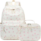 LEDAOU Backpack for Girls Kids Backpack with Lunch Box Preschool Kindergarten Elementary BookBag Primary School Bag Set (Pink bow)