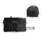 Dejuno 20-inch Carry-on Rolling Duffle Bag - Black