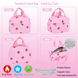 PIKBEAR Girls Backpack Set with Lunch Box & Pencil Case, Floral Print Girls School Backpack for Elementary/Middle/High School (Pink-Strawberry)