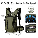 Outplea 15L Cycling Backpack with Helmet Buckle for Men Women, Small Waterproof Lightweight Bike Hiking Backpack with Chest Strap for MTB Biking Climbing, Green