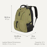 SWISSGEAR 1900 ScanSmart Laptop Backpack, Fits Most 17-Inch Laptops, TSA-Friendly Lay-Flat Design, RFID Protection, and Tablet Pocket, Black, 31L, 18.5-Inch