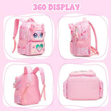 Meetbelify Backpack for Girls Backpacks with Lunch Box Pencil Case for Elementary Student Kids School Travel Bag for Girls Ages 6-8 Years Old Pink