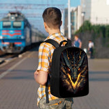 UIACOM Dragon School Backpack Cool Fire Dragon Bookbag for Teens Kids Boys Girls, Large 17 inch Elementary Junior High University School Bag, Water Resistant Casual Travel Daypack Backpack