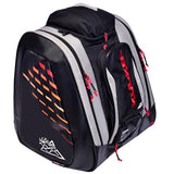 KULKEA Thermal Trekker Heated Ski Boot Backpack - Insulated Ski Boot Bag - Maximum Gear & Boot Storage - 3 Heat Settings - 120V Wall Plug & 12V Auto Plug - Water Resistant Backpack (Grey/Black/Red)