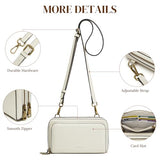 S-ZONE Crossbody Bags for Women Small Purses RFID Vegan Leather Wallets Multi Compartment Zipper Card Slots