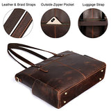 S-ZONE Genuine Leather Tote Bag for Women Large Shoulder Purses Work Handbags with Crossbody Strap Vintage