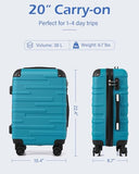 Coolife Hardside ABS Luggage, TSA Lock, Spinner Wheels, 20in Carry-On